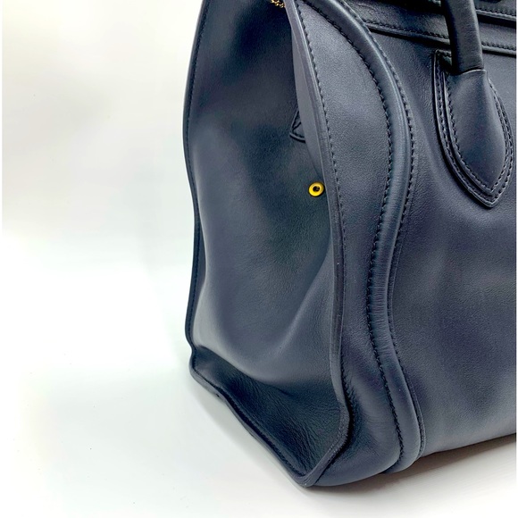 Auth Celine Large Marine Blue Smooth Calfskin Luggage Tote Ex+ Phantom Satchel - Picture 10 of 16